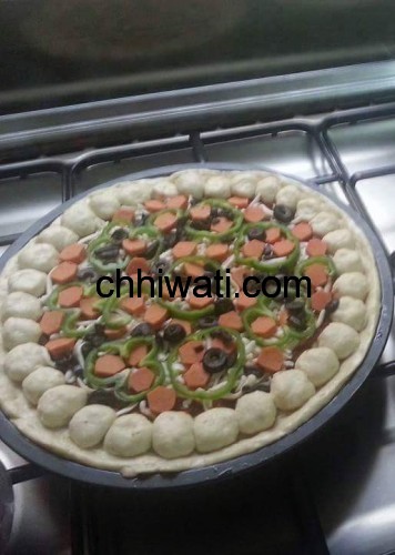 تحضير بيتزا الكويرات ( محشيه الاطراف) thdir pizza kowairat 2