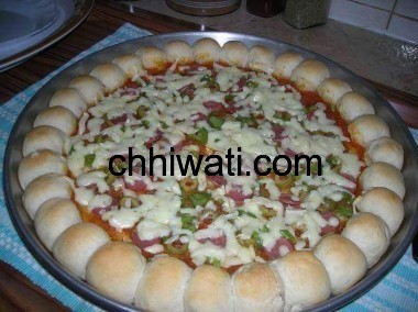 تحضير بيتزا الكويرات ( محشيه الاطراف) thdir pizza kowairat 3