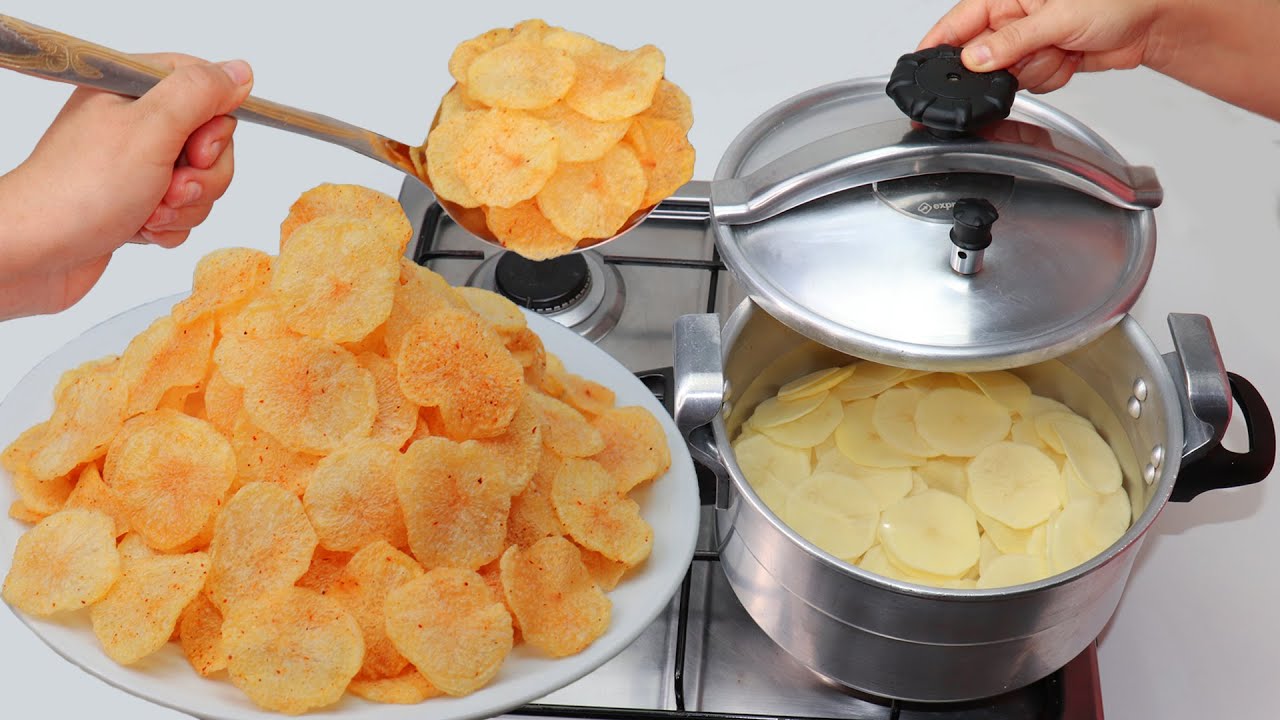 تحضر بطاطس الشيبس بطريقة جديدة في الكوكوت أفضل من الاكياس Chips